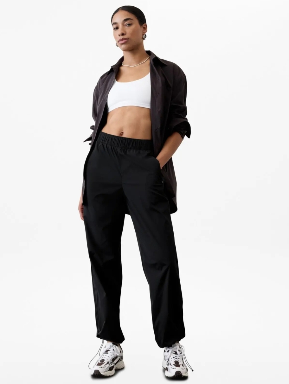 Athleta Rise Pant Windbreaker Jogger Black S Hiking Slouchy Street Gorpcore